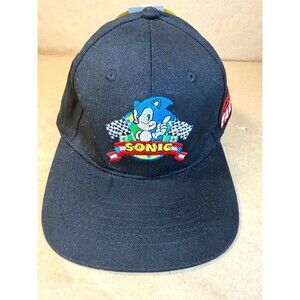 Official Sonic the Hedgehog Youth Baseball Cap – Black Adjustable Snapback – NEW